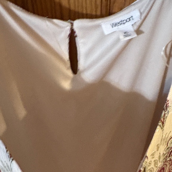 Westport Cream & Burgundy Paisley Blouse with Silver Metallic threads throughout - Picture 7 of 8